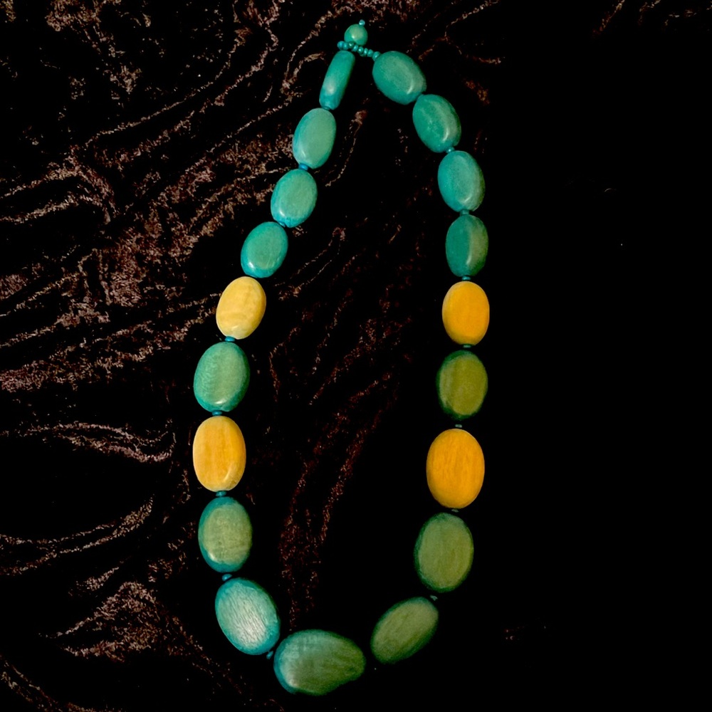 Costa Rican Turquoise Wood Necklace
